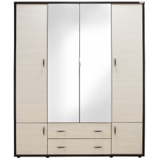 Dulap Torino cu oglinzi, 165 x 54 x 202 cm, Wenge / Brad